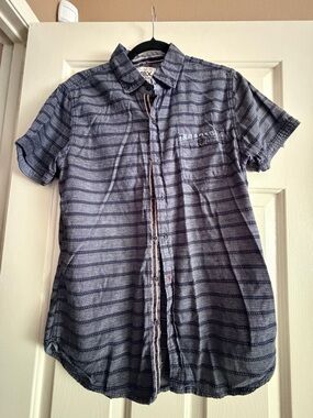 MBX Men's Short-Sleeve Striped Button-Down Shirt - Blue Gray